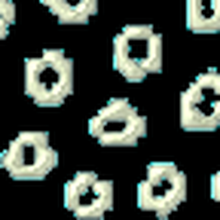 Orbium simulated at step 600 with the deliberately incorrect starting parameters.